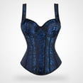 thumbnail image 1 of Rigardu body shaper body shaper tummy control Women's Gothic Corset Bustier Waist Cincher Underbust Corset Vest Tank Top Embroidery Corset Top Plus Size Corset Top Blue + XXL, 1 of 7