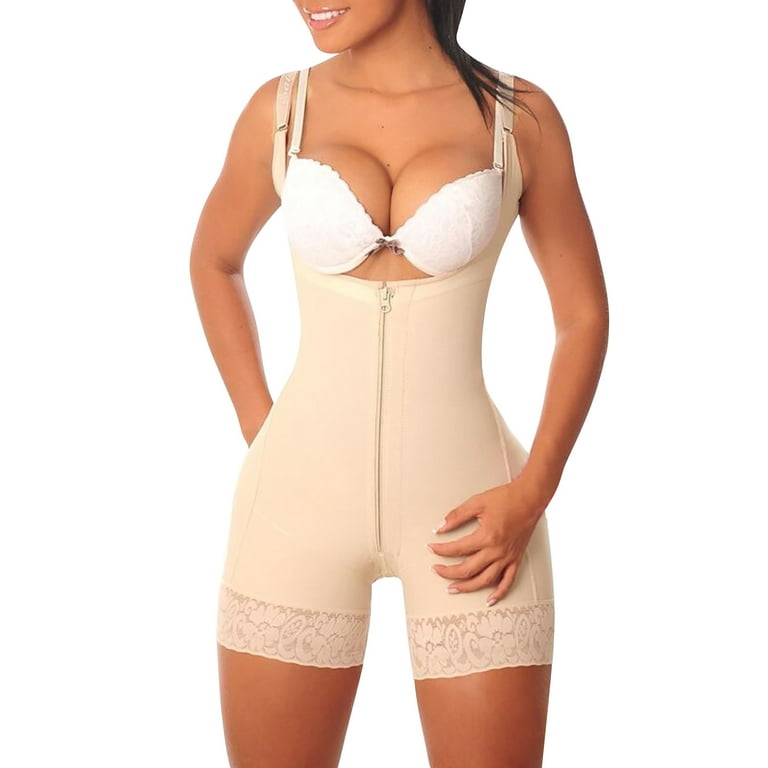 SHAPERX Shapewear for Women Tummy Control Fajas Colombianas High  Compression Body Shaper with Zipper Crotch