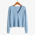 thumbnail image 1 of Rigardu cardigan for women womens cardigan womens cardigans fall Women's Autumn And Winter Long Sleeve V Neck Soft Knit Solid Color Cardigan Blue+One size, 1 of 1