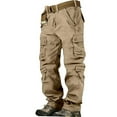 thumbnail image 1 of Rigardu cargo pants for men Men's Cargo Pants Cargo Trousers Hiking Pants 8 Pocket Plain Comfort Breathable Outdoor Daily Going Out Cotton Fashion Casual Pants cargo pants men Khaki + 36, 1 of 8