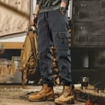 thumbnail image 1 of Rigardu cargo pants for men Men's Workwear Pants Spring & Autumn Fashionable Cuffed Trousers Casual And Loose Fitting With American Big Size Harem Pants mens cargo pants Grey + XL, 1 of 7