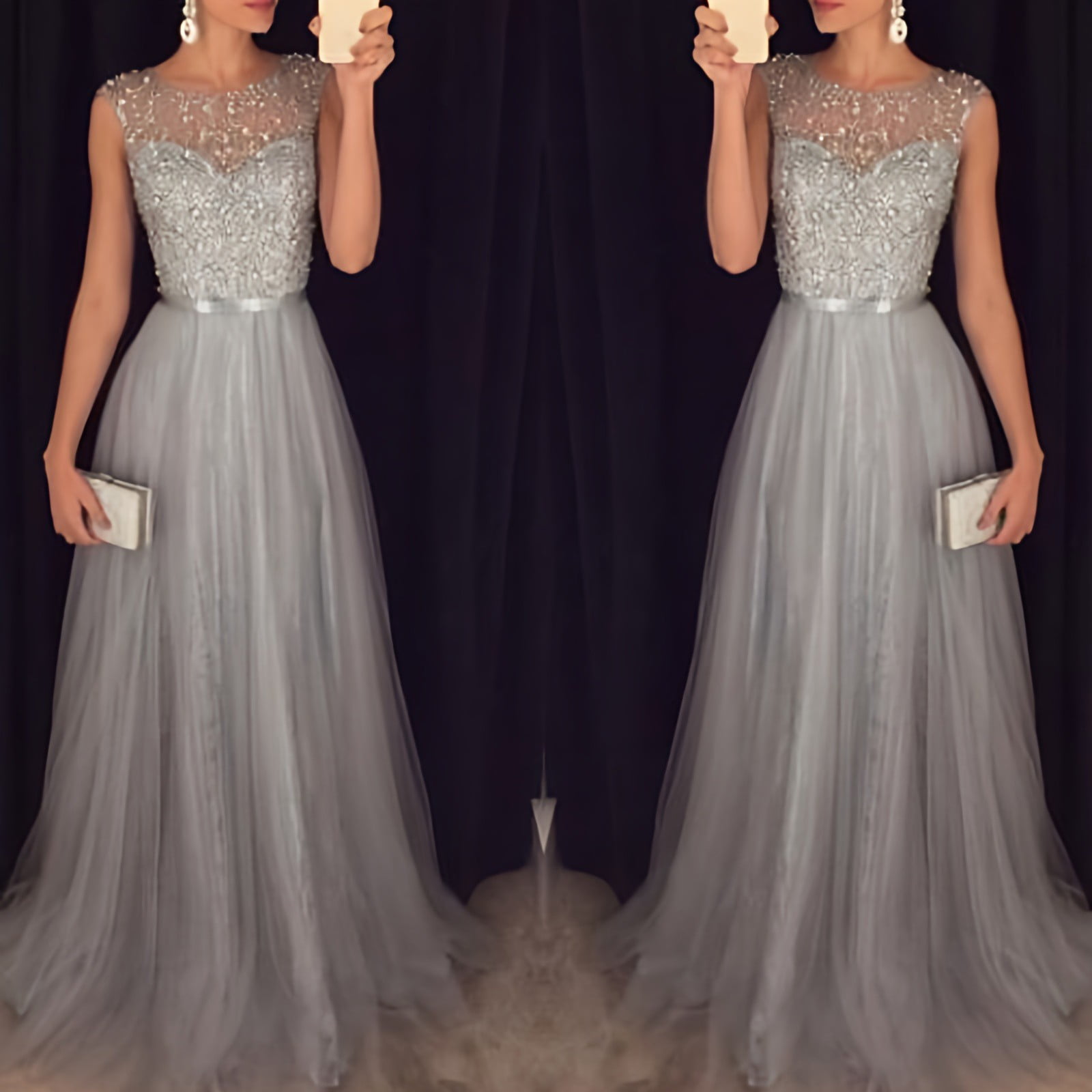 Rigardu formal dresses for women Women Elegant Formal Party Mesh ...