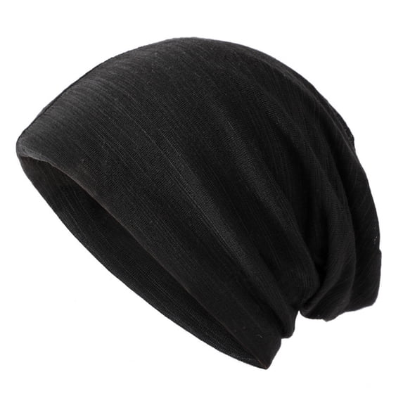 Rigardu hats for women Women's Spring And Autumn Thin Stripe Breathable Solid Color Pullover Hat Black+One size