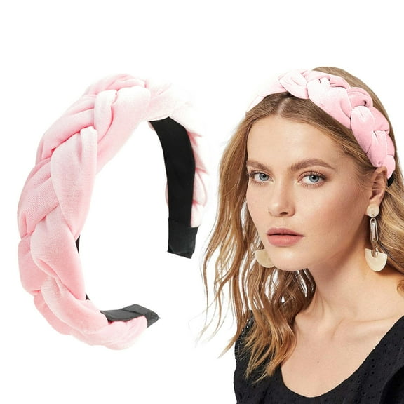 Rigardu headbands for women Braided Hair Band Braided Headband Women's Wide Vintage Padded Headband For Women And Girls hair accessories for women Pink   One size