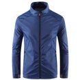thumbnail image 1 of Rigardu jackets for men mens jacket Men'S Outdoor Sun Suit Summer Thin Solid Color Casual Trend Stand Collar Breathable Trench Jacket Blue+L, 1 of 4