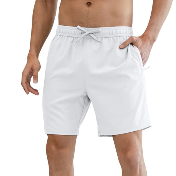 Rigardu mens shorts Male Spring And Summer Solid Color Shorts Ice Sense Zipper Pocket Slit Trousers Large Size Rope Five Point Pants shorts for men pants for men White   M