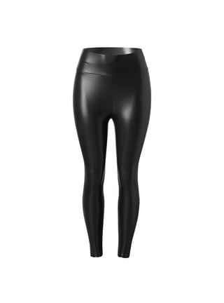 Robert Matthew Faux Leather Leggings - Bodacious High Waisted Tummy Control Fashion  Leggings for Women, Womens High Waist Skinny Pants, Black Stretchy Pants 