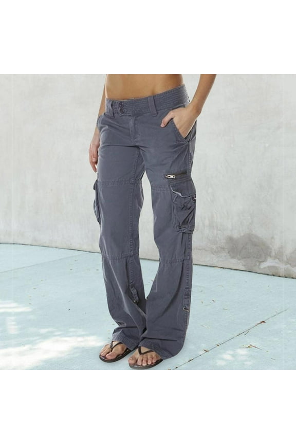 pants for women Womens Cargo Pants With Pockets Outdoor Casual Ripstop Camo Construction Work Pants womens pants Dark Grey + M