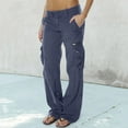 thumbnail image 1 of Rigardu pants for women Womens Cargo Pants With Pockets Outdoor Casual Ripstop Camo Construction Work Pants womens pants Dark blue + L, 1 of 5