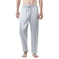thumbnail image 1 of Rigardu pants for men men's pants work pants for men Spring Mens Solid Color Silk Pajamas European Code Casual Pants Simulation Silk Pants Men Grey+XXL, 1 of 2