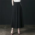 thumbnail image 1 of Rigardu pants for women Fashion Pleated Wide Leg Pants Women's Spring And Summer High Waist Loose Slim Middle Women's Pants Nine Points Culottes Casual Swing Pants womens pants Black + XL, 1 of 4