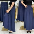 thumbnail image 1 of Rigardu pants for women Fashion Pleated Wide Leg Pants Women's Spring And Summer High Waist Loose Slim Middle Women's Pants Nine Points Culottes Casual Swing Pants womens pants Navy + XXL, 1 of 4