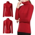 thumbnail image 1 of Rigardu plus size tops for women womens plus size tops Women's Casual Solid Long Sleeve Fitted Turtleneck Sweater Top Red + 3XL, 1 of 9