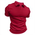 thumbnail image 1 of Rigardu polo shirts for men Men's Muscle V Neck Shirts Slim Fit Short Sleeve Cotton T Shirts Ribbed Knit Soft Tees mens polo shirts polo t shirts for men Wine + 3XL, 1 of 7