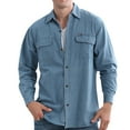 thumbnail image 1 of Rigardu shirts for men Men Long Sleeve Autumn Winter Casual Denim Shirts Fashion Top Blouse Shirts mens shirts Light blue + XL, 1 of 7