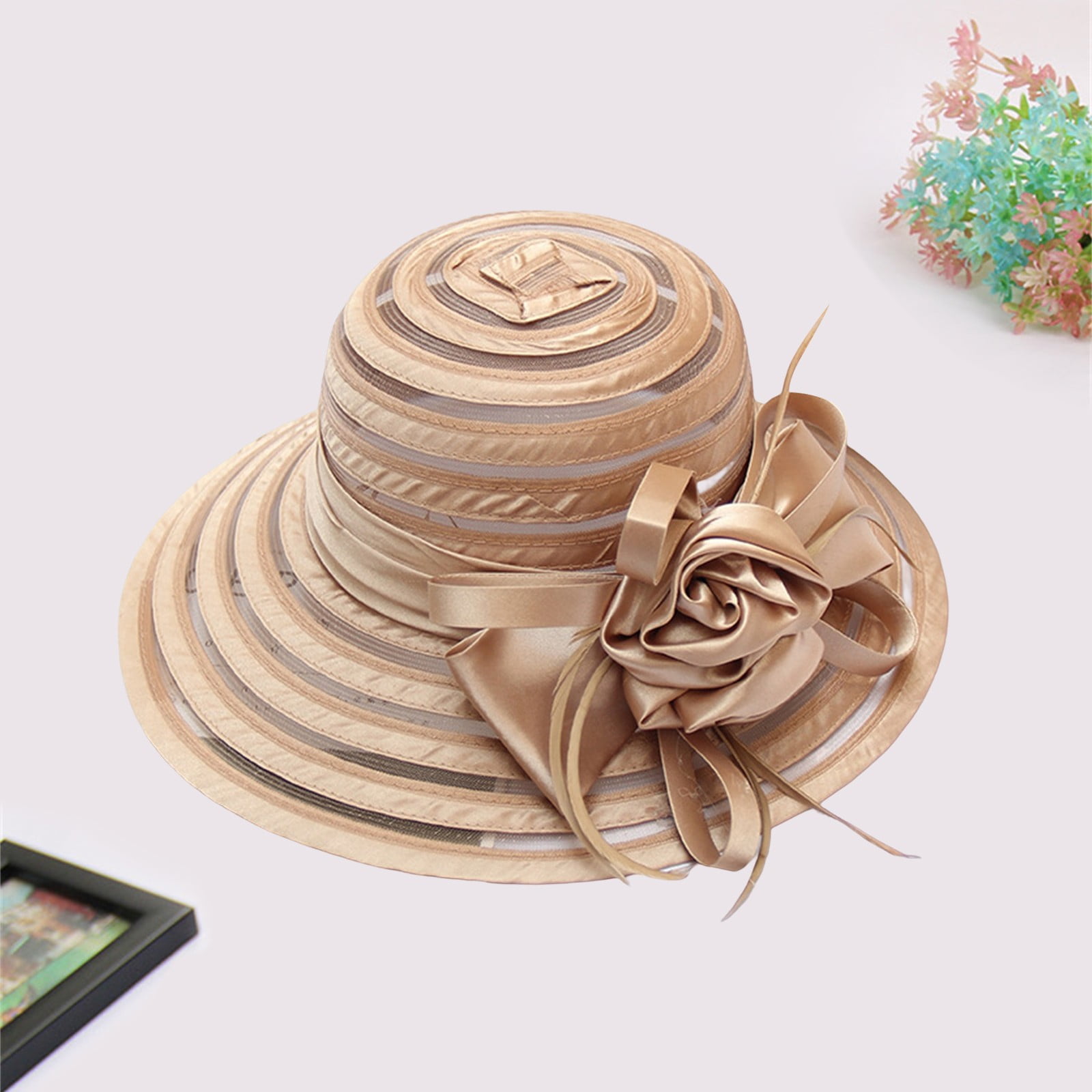 Rigardu sun hats for women Spring Summer Mesh Sunshade Hat Flower ...