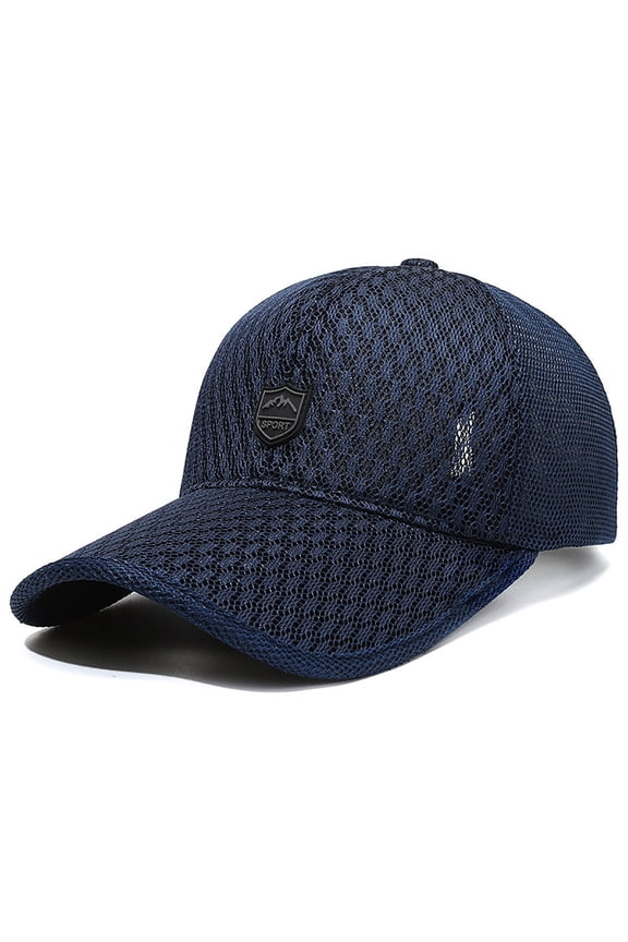 sun visors for women Men Outdoor Long Brim Sunshade Hat Mesh Breathable Baseball Cap Peaked Hat Navy Blue + One size
