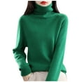 thumbnail image 1 of Rigardu sweaters for women womens sweaters Autumn New Turtleneck Sweater Ladies Loose Large Size Thick Knitted Sweater Bottom Shirt Green + M, 1 of 5