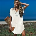 thumbnail image 1 of Rigardu swimsuit coverup for womenswim cover up for women Womens Swimsuit Coverup Lace Crochet V Neck Bathing Suit Cover Up Dress Beach Cover Ups for Swimwear White + 4XL, 1 of 7