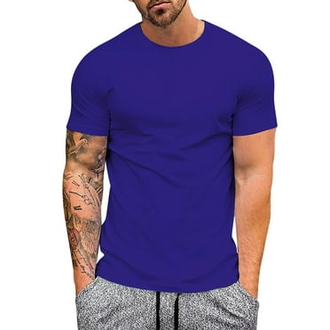Rigardu t shirts for men Men's Breathable Ice Silk T Shirt Top Short Sleeve Slim Fit Fashion Summer Round Neck Short Sleeve mens t shirts mens tops Blue   XL