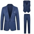 thumbnail image 1 of Rigardu two piece sets for men Men'S Suit Suit Solid Color Fashion Casual Dress Up Suit Pants Jacket Undershirt Three Piece Set Dark blue+5XL, 1 of 2