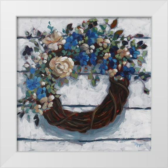 Riger, Sue 15x15 White Modern Wood Framed Museum Art Print Titled - Coming Home Wreath