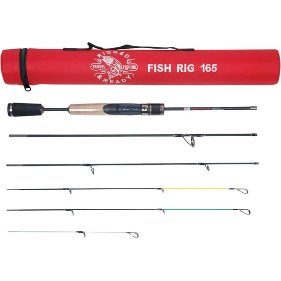 Rigged and Ready Fish Rig Super-Light Compact Travel Rods and Combo. 1 Spinning Multi-Section,1 Telescopic Rod,1 Combination,3 Tip Poles & Case. Bass, Trout, Carp (Fish RIG 165)