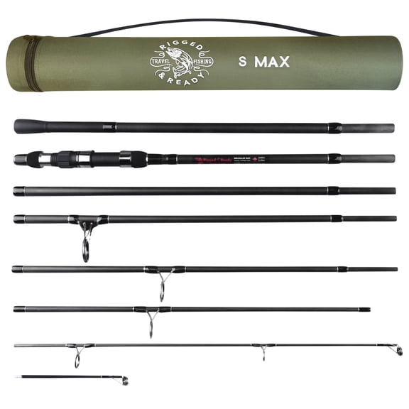 Rigged and Ready S Max. Big Fish Powerful Predator Surf Travel Fishing Rod + 2 Tips Hi-Carbon 11’ 10” & 10’ 7” Options Compact Rod 23” Case 26” Cast W 3.5+6 oz