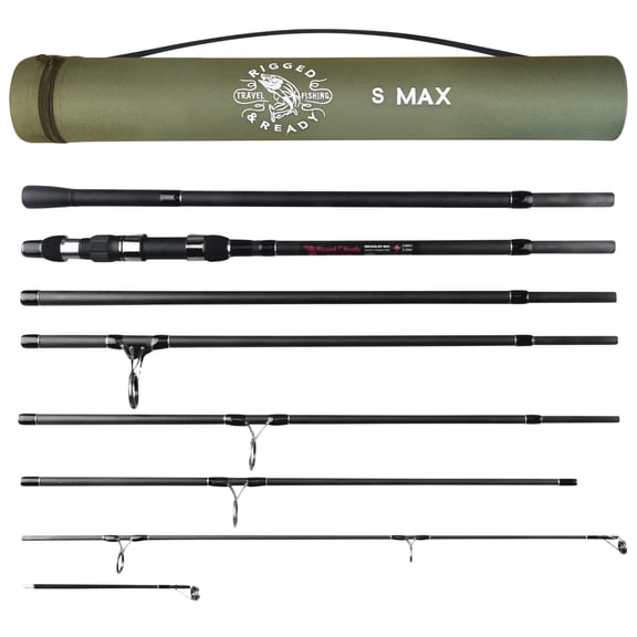 Rigged and Ready S Max. Big Fish Powerful Predator Surf Travel Fishing Rod + 2 Tips Hi-Carbon 11’ 10” & 10’ 7” Options Compact Rod 23” Case 26” Cast W 3.5+6 oz