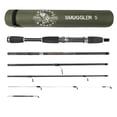 thumbnail image 1 of Rigged and Ready Smuggler 5 Travel Fishing Rod & Case. Compact medium-short length 5.25’ (160cm) rod, with 2 tips, for spin and general fishing. For fish up to 6lbs (3kg), 1 of 9