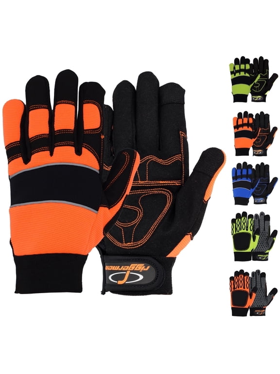 Men’s Heavy Duty Mechanic Work Gloves Touchscreen Multiuse Orange, 2XL