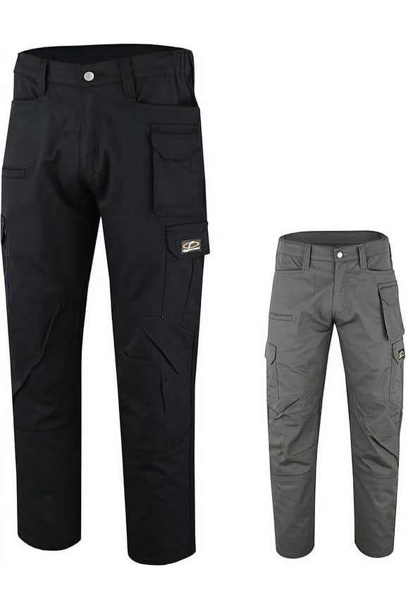 Mens Cargo Work Pant Elasticated Waist Relaxed Fit Black, 40Wx32L