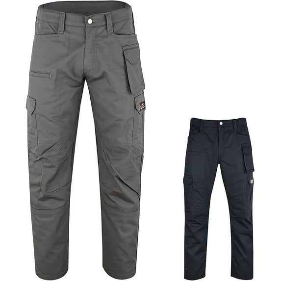 Riggermen Mens Cargo Work Pant Elasticated Waist Relaxed Fit Grey, 30Wx30L