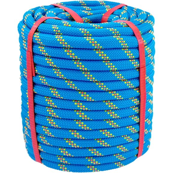 Rigging Rope 1/2 Inch x 100 Ft, Heavy Duty Bull Rope for Tree Pulling, Felling & Climbing - High Strength Polyester Static Line, Blue