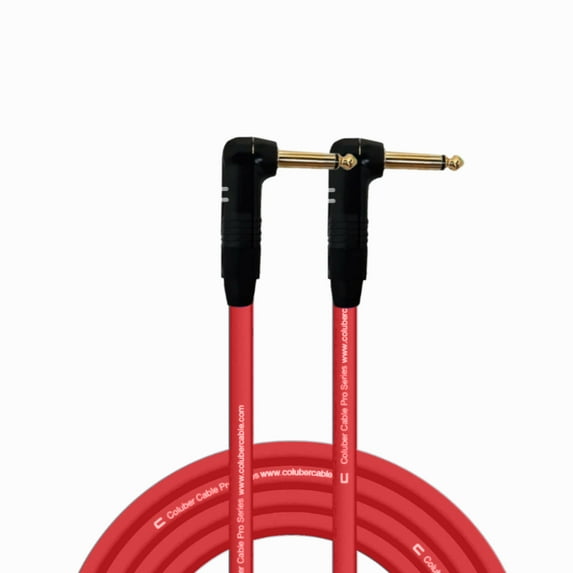 Right Angle 1/4" TS to Right Angle 1/4" TS - 20 Feet - Red - Pro 3-Pin Microphone Connector for Powered Speakers, Audio Interface or Mixer for Live Performance & Recording 20 Feet Red