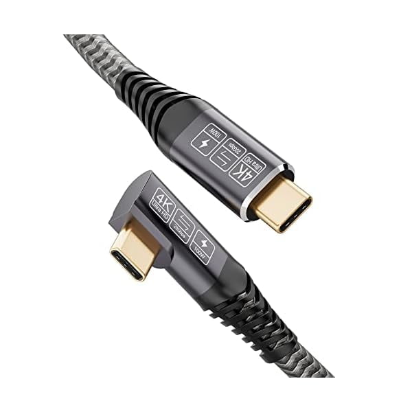 Satechi Right Angle USB C Cable – 240W Fast Charging, 20Gbps Data, 4K Video, 1m Braided