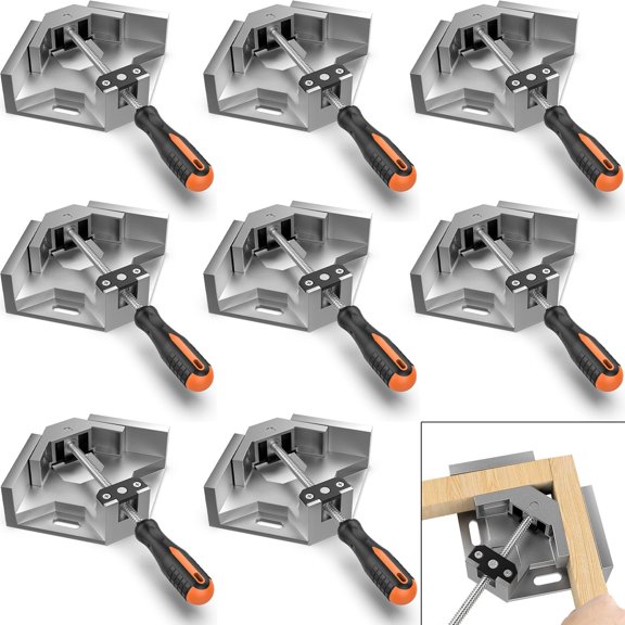 Right Angle Clamp, [8 PACK] Single Handle 90° Aluminum Alloy Corner Clamp, Clamps for Woodworking Adjustable Swing Jaw, Woodworking Tools Photo Frame Vise Holder