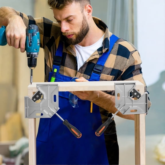 Right Angle Clamp,  [8 PACK] Single Handle 90 °   Aluminum Alloy Corner Clamp, Clamps for Woodworking Adjustable Swing Jaw, Woodworking Tools Photo Frame Vise Holder