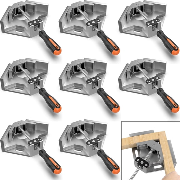 Right Angle Clamp,  [8 ] Single Handle 90?  Alloy Corner Clamp, Clamps for Woodworking Adjustable Swing Jaw, Woodworking Tools Photo Frame Vise Holder