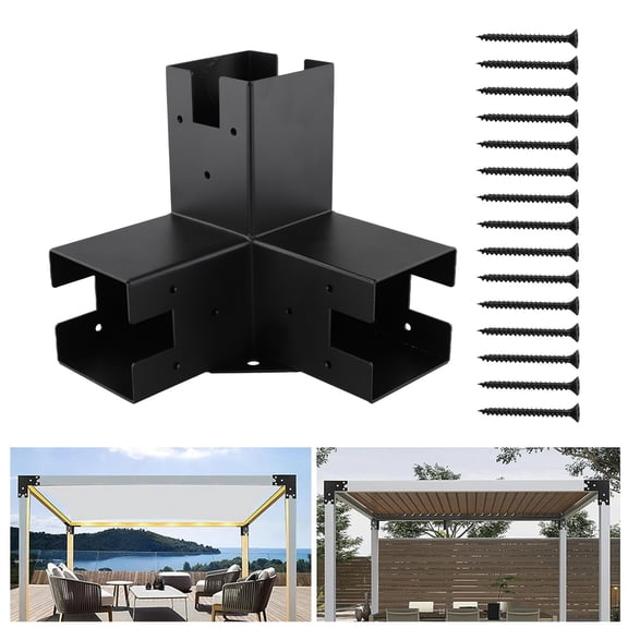 Right Angle Corner Bracket with Pergola Post Base for Wood Beams Elevated Stand 3T Smile Home