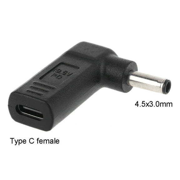 Right Angle DC Power Adapter Type-C Female to 4.5x3.0mm Male Plug Adapter