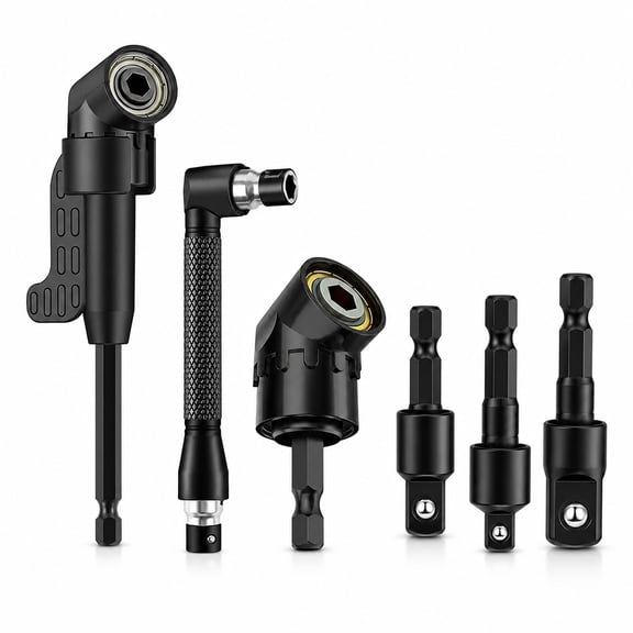 Right Angle Drill Attachment, 6Pcs Right Angle Drill Adapter Set with 105 Angle Impact Adapter, 90 Degree Drill Attachment for Tight Spaces