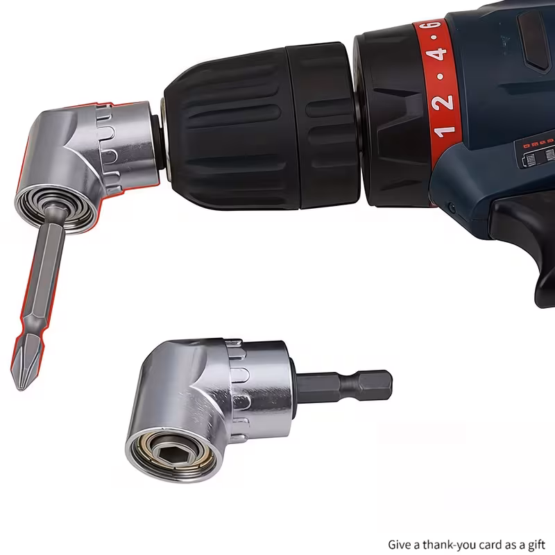 Right-Angle Drill Bit Adapter with Quick-Change Magnetic Screwdriver, 90 Corner Attachment for Tight Spaces, Heavy-Duty Tool for Auto Repair & Woodworking