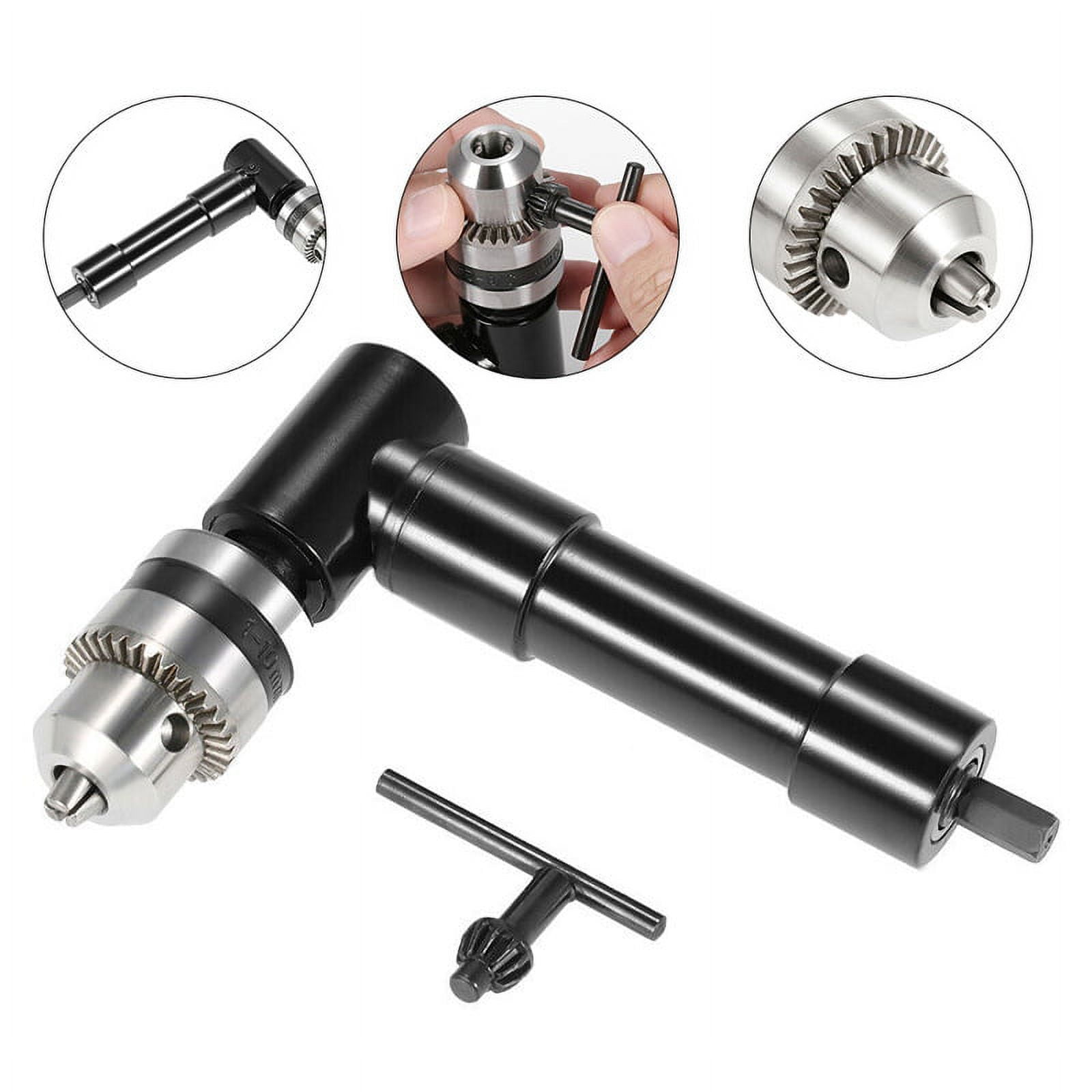 Right Angle Drill Bit Attachment Bit, 1500RPM Aluminum Head 3/8" 90 Degree Chuck Key Adapter 8mm