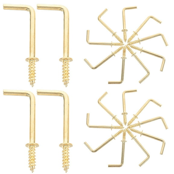 Right Angle Fasteners Mini Hooks for Hanging Screw Hook up Iron Golden 2.00X1.00X0.50CM 100 Pcs