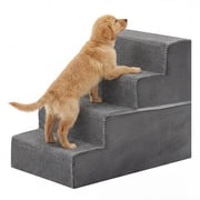 EDX 4-Step 18'' Tall Dog Stairs, Right-Angle Design, Non-Slip Foam Core, Easy Clean, Indoor & Outdoor Use for High Beds & Sofas