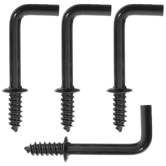 Right Angle Hook Screw Picture Frame Hooks Hanging Iron Black 2.50X1.50X0.20CM 100 Pcs