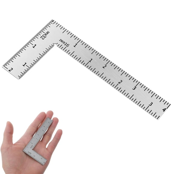 Right Angle Ruler, 1Pc Small Stainless Steel L Shaped Carpenter (2x4 Inch)