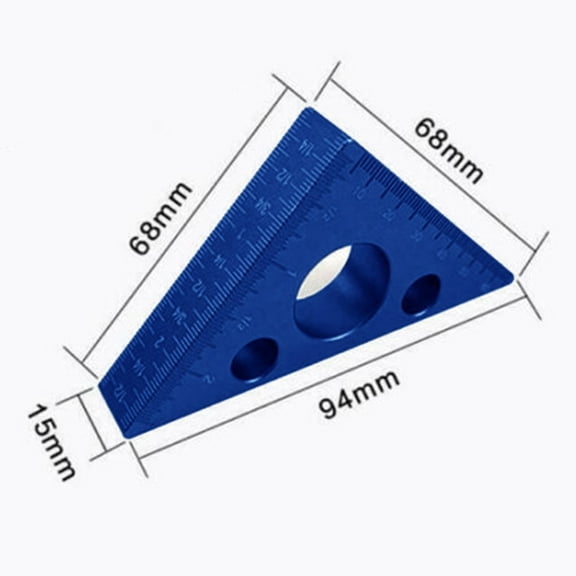 Right Angle Ruler, 45/90 Degree Small Aluminum Alloy Triangle Ruler With Both Imperial And Metric Scales Square Measuring Tool Smile Home