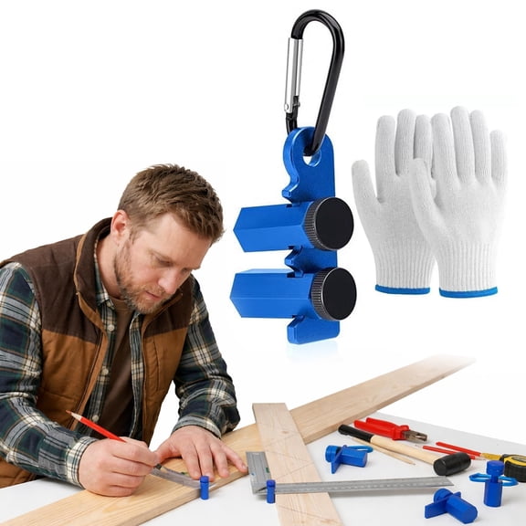 Right-Angle Ruler Clamp, Tall Stair Gauges for Framing Square Hexagonal Stable Lock with Holder & Hook for Carpentry & Circular Saw, Anti-Slip, Secure & High-Profile, Improves Precision